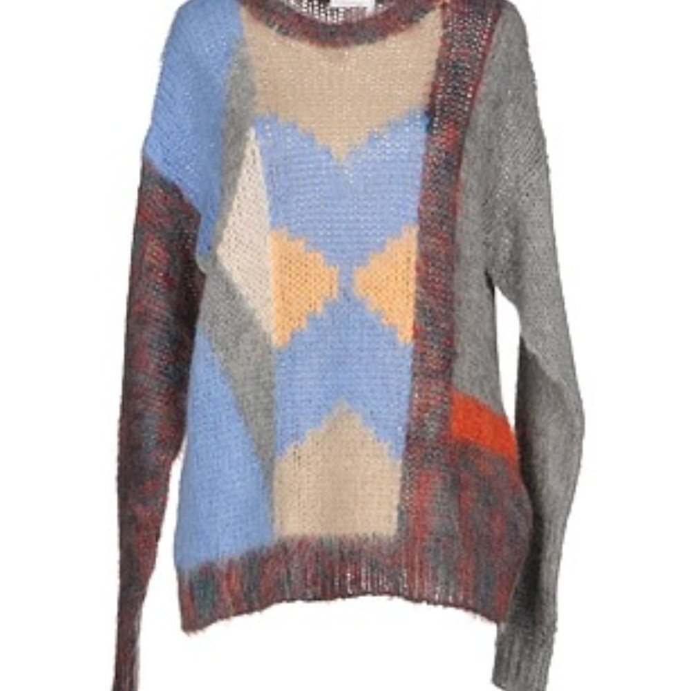 Chloé Loose Mohair Sweater with Colour Blocking